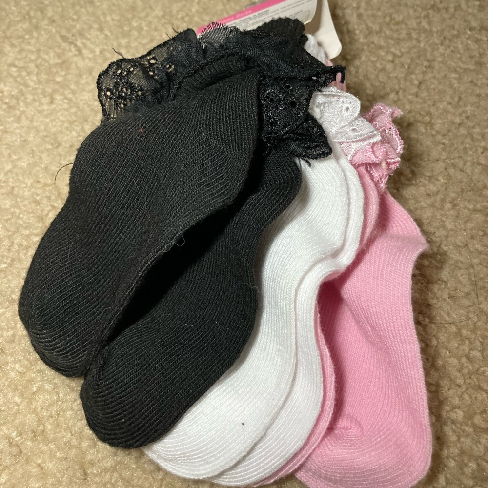 3 pairs Girls Dressy Socks - Size 2-3 yrs old
